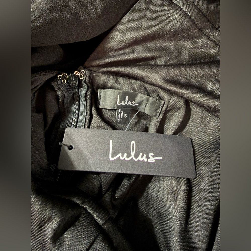Lulus NWT “Sweet Twist” Black Swiss Dot Tulle Long Sleeve Jumpsuit. Size Small. - Picture 4 of 11